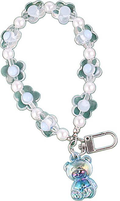 워너프 베어 플라워 스트랩 키링 액세서리, 블루, 1개