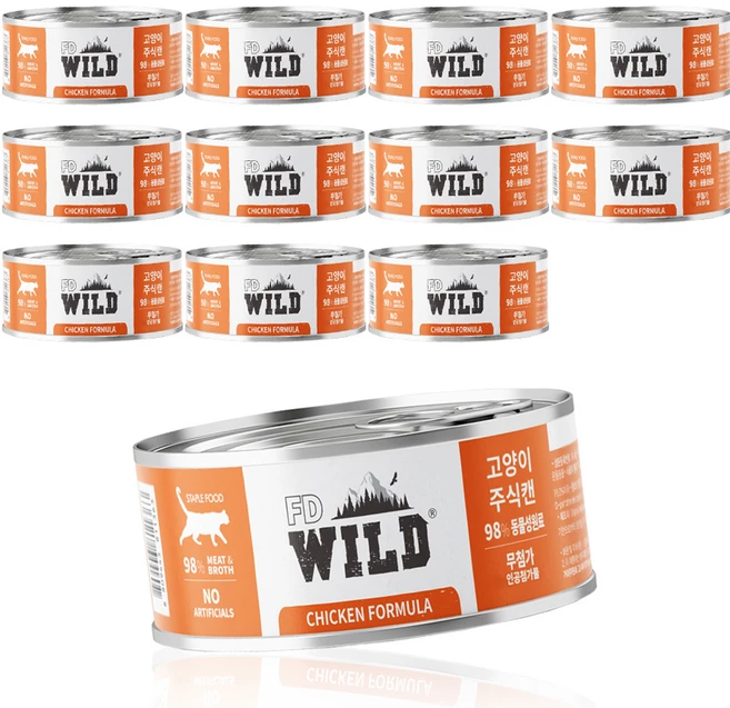에프디와일드 전연령 고양이 주식캔, 닭, 85g, 12개 - 쿠팡