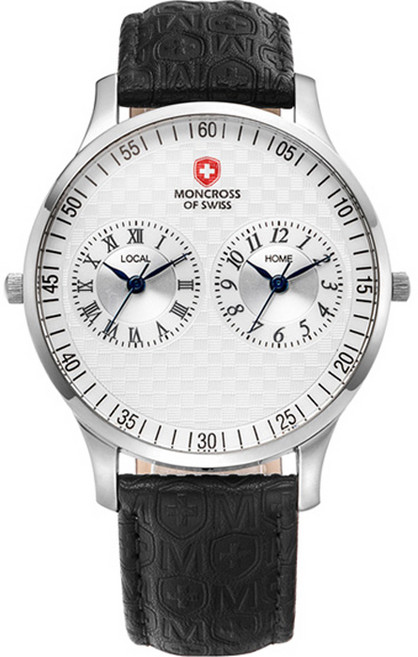 MONCROSS SWITZERLAND 男士雙時間皮革腕錶 42mm MS17110M