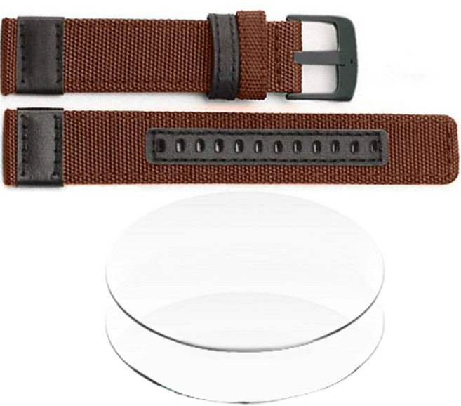 디씨네트워크 스마트워치 아웃도어 스트랩 + 워치 강화유리 2p 세트, 브라운(스트랩)