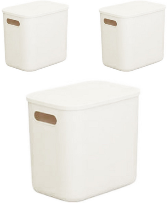 올유리빙 팬트리 수납함 뚜껑형, 화이트, 소 깊은형(19 x 27 x 24 cm), 3개