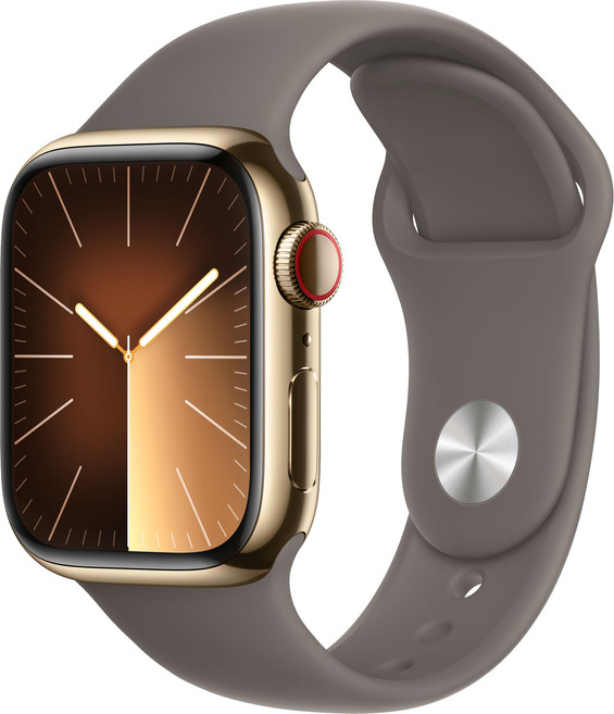 Apple 애플워치 9 GPS+Cellular, 골드, 41mm, 골드 / 클레이 스포츠 밴드, S/M