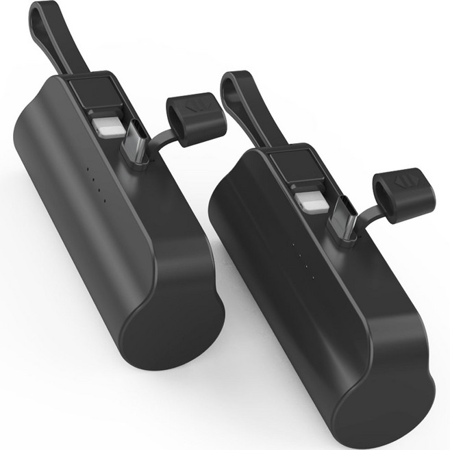 뉴클 5000mAh 도킹형 미니 일체형 보조배터리 C타입 2p 세트, NCPB-R5-CHL, 블랙