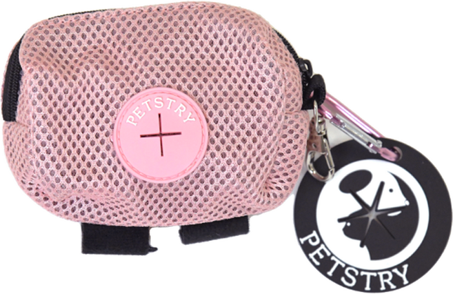 펫스츄리 강아지 산책 풉백 케이스 + 봉투 홀더 세트, 핑크, 1개