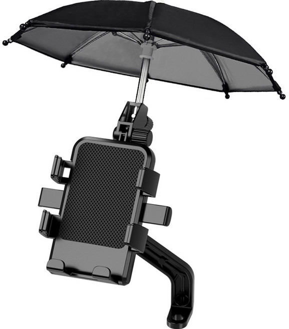PEONIST 防水雨傘機車手機支架 後照鏡款, 黑色, 單一商品