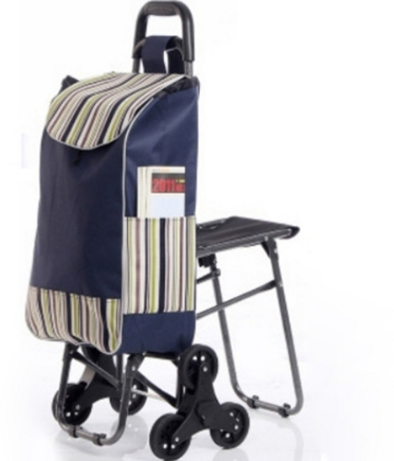 Momtool 可折疊爬梯座椅購物車, 1個, 藍色