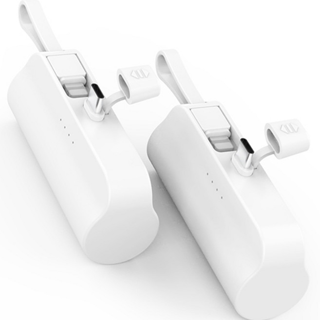 뉴클 5000mAh 도킹형 미니 일체형 보조배터리 8핀 + C타입 세트, NCPB-R5-CHL, 화이트(8핀), 화이트(C타입)