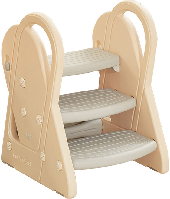 BeneBene 유아용 라운드 2단 3단 트랜스폼 발 디딤대, 화이트 + 그레이, 1개