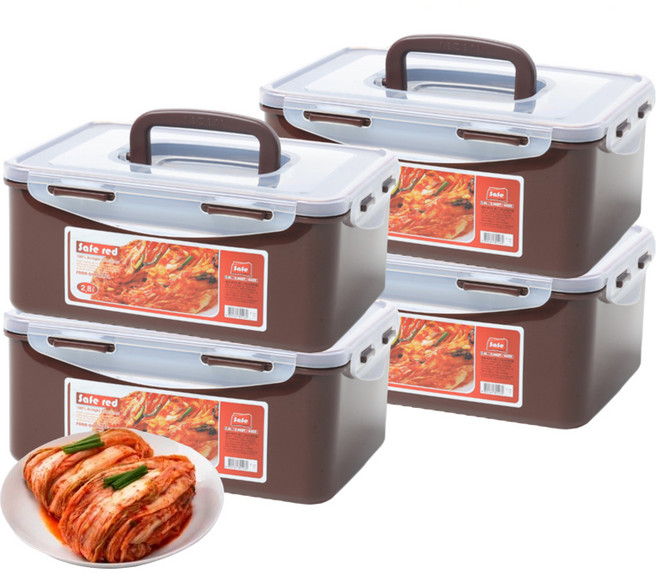 세이프 레드 김치통, 2.8L, 4개