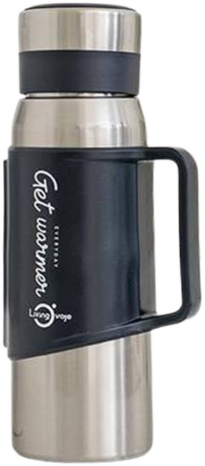 리빙오보제 대용량 손잡이 보온병, 실버, 1.2L, 1개