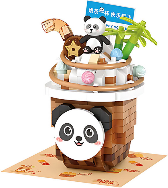 LOZ 나노블럭 팬더라떼, 혼합색상, 1개