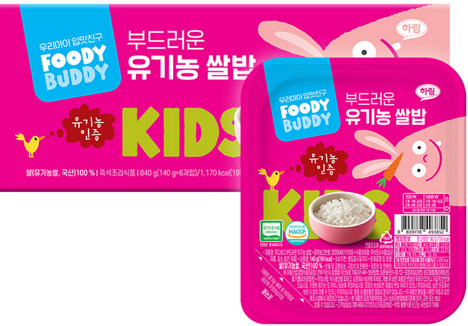푸디버디 부드러운 유기농 쌀밥, 140g, 6개