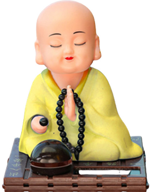 어반카 사미 스님 태양열 동자승 차량용 피규어, 옐로우, 1개