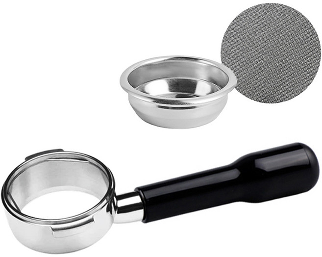 KALDIN De'Longhi Icona 無底咖啡手柄 51mm + 粉餅分水網 51mm 套組, 黑色, 1套