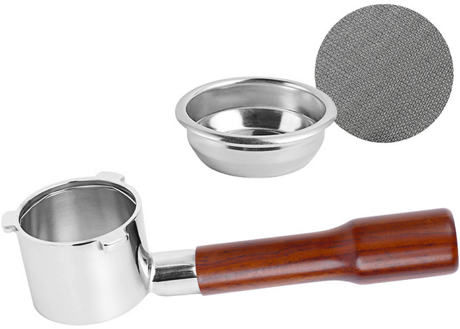 KALDIN De'Longhi La Specialista 無底咖啡手柄 51mm + 粉餅分水網 51mm 套組, 玫瑰木, 1套