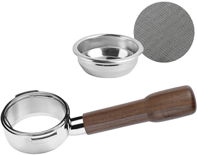 KALDIN De'Longhi Icona 無底咖啡手柄 51mm + 粉餅分水網 51mm 套組, 胡桃木, 1套