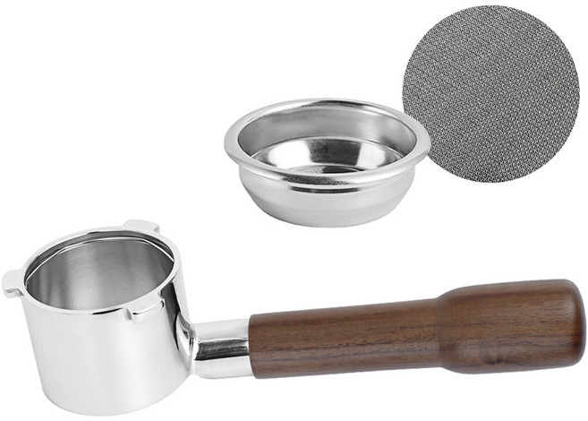 KALDIN De'Longhi La Specialista 無底咖啡手柄 51mm + 粉餅分水網 51mm 套組, 胡桃木, 1套