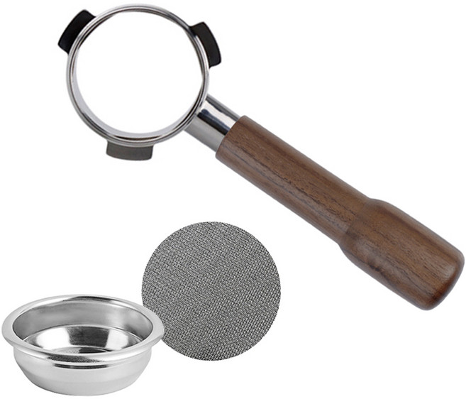 KALDIN Breville 無底咖啡手柄 54mm + 分水網 53 / 54mm 套組, 胡桃木, 1套