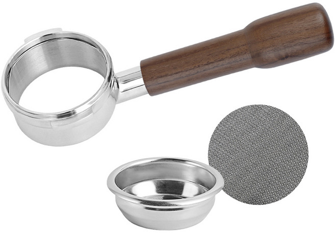 KALDIN Breville 9系列 無底咖啡手柄 58mm + 分水網濾網 58mm 套組, 胡桃木色, 1套