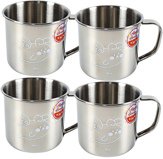 아이비스 스텐컵 250ml, 화이트 천사토끼, 4개