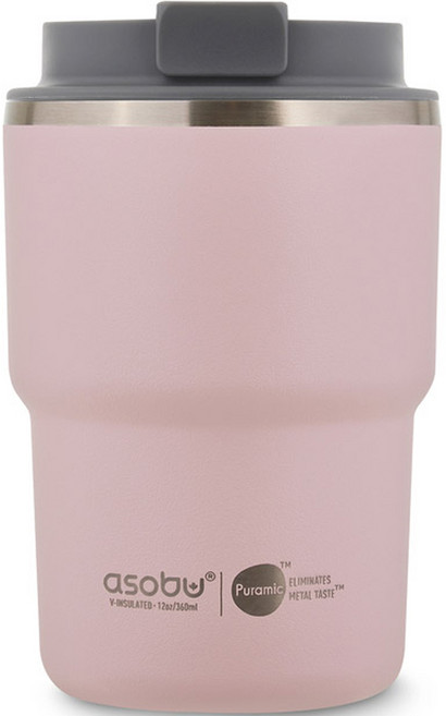 아소부 세라믹 코팅 이중 진공 스텐 퓨라믹 커피익스프레스 텀블러, 핑크, 360ml, 1개