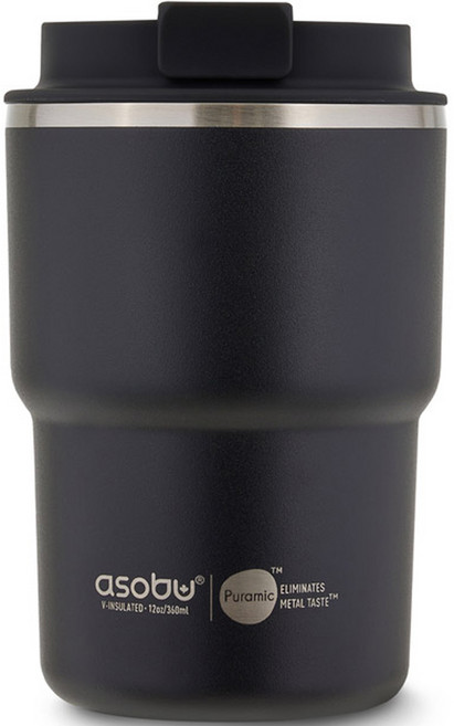 아소부 세라믹 코팅 이중 진공 스텐 퓨라믹 커피익스프레스 텀블러, 블랙, 360ml, 1개