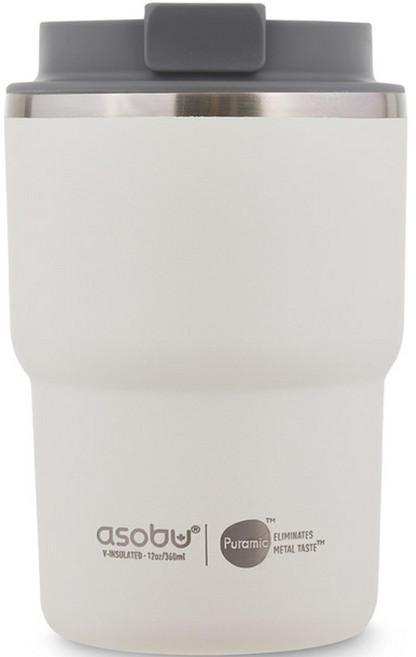 아소부 커피 익스프레스 스테인레스 텀블러, 화이트, 360ml, 1개