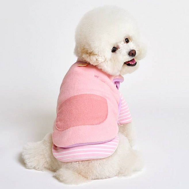 마이플러피 노터치 허그미 똑딱조끼 강아지옷, 핑크, 1개