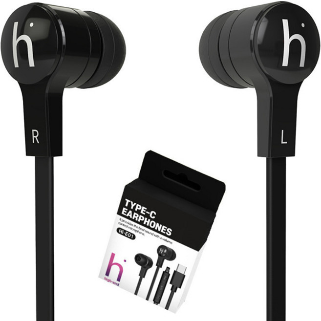 하이엔드 C타입 인이어 게이밍 유선 이어폰 + 케이스 HI-E01 블랙