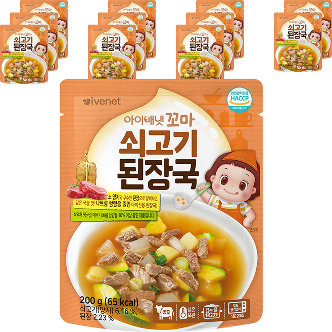 아이배냇 유아용 꼬마 쇠고기 된장국, 200g, 12개