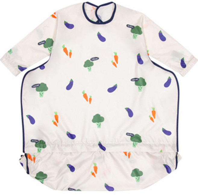 bayb 유아용 자기주도 이유식 방수 롱 지퍼 턱받이 긴팔형, 아이보리당근, 1개