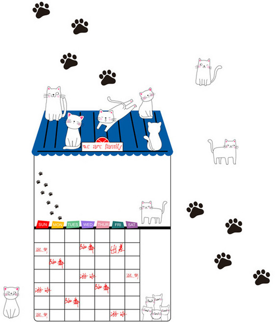 하프위니 파란지붕 먼슬리 화이트 자석메모보드, 혼합색상, 1개