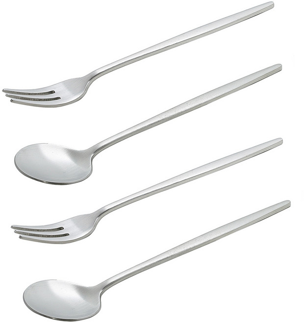 테이블아트 아벨라 무광실버 티스푼 + 티포크 세트, 1세트, 티스푼 2p + 티포크 2p