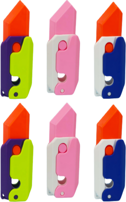 3D 피젯 나이프 3종 2p 세트, 블루 + 핑크 + 그린, 1세트