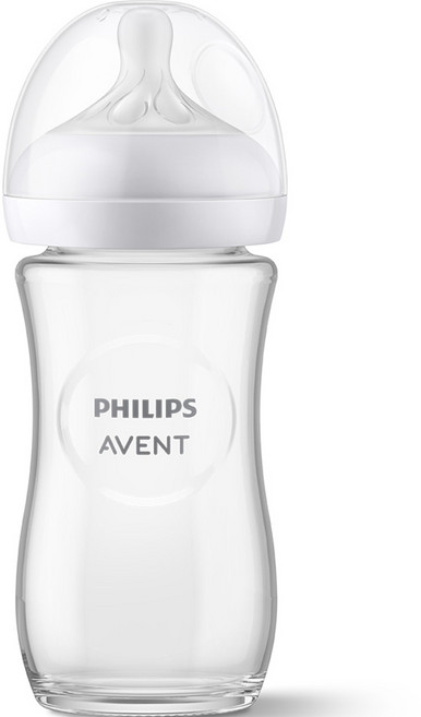 필립스아벤트 아기편한 유리 젖병 + 젖꼭지 3단계 세트, 240ml, 1세트