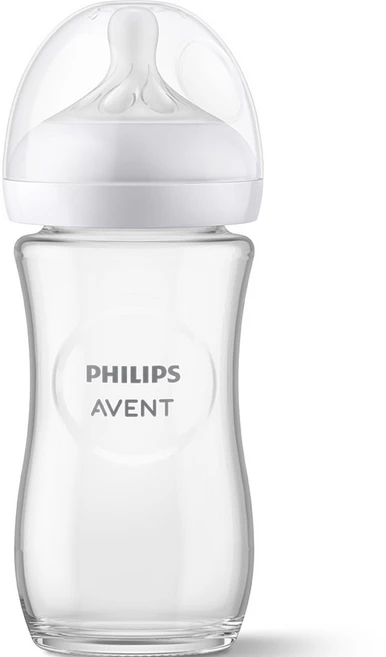 필립스아벤트 아기편한 유리 젖병 + 젖꼭지 3단계 세트, 240ml, 1세트 - 쿠팡