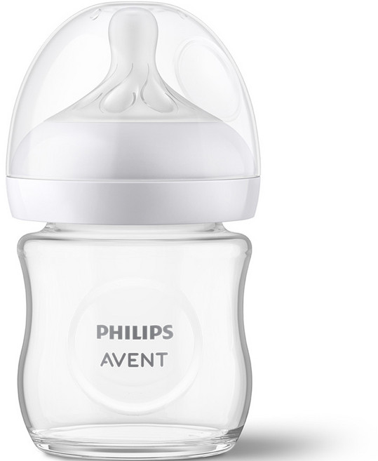 필립스아벤트 아기편한 유리 젖병 + 젖꼭지 2단계, 혼합색상, 120ml, 1세트