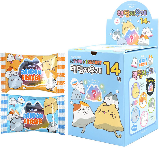 핑크풋 모노리 랜덤지우개 14 6종, 랜덤 발송, 1세트