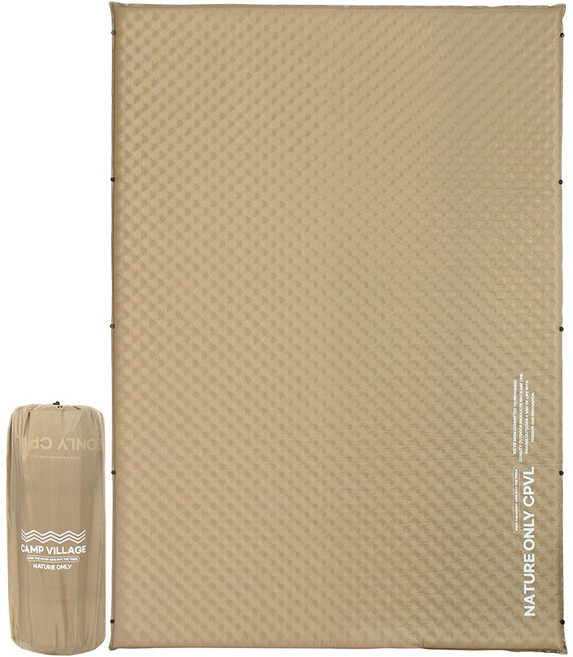 캠프빌리지 자충식 에어매트 5cm + 보관가방, 베이지