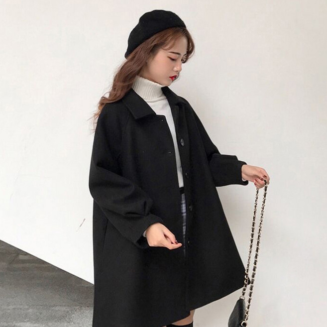 Elsso 女款可愛袖抓皺毛呢大衣