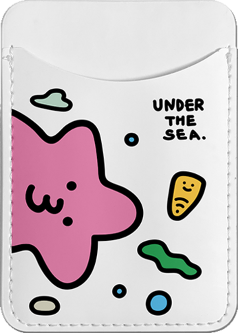 코쿼드 9C9C 빼꼼 언더더씨 소프트 가죽 카드 지갑, 빼꼼 불가사리, 1개