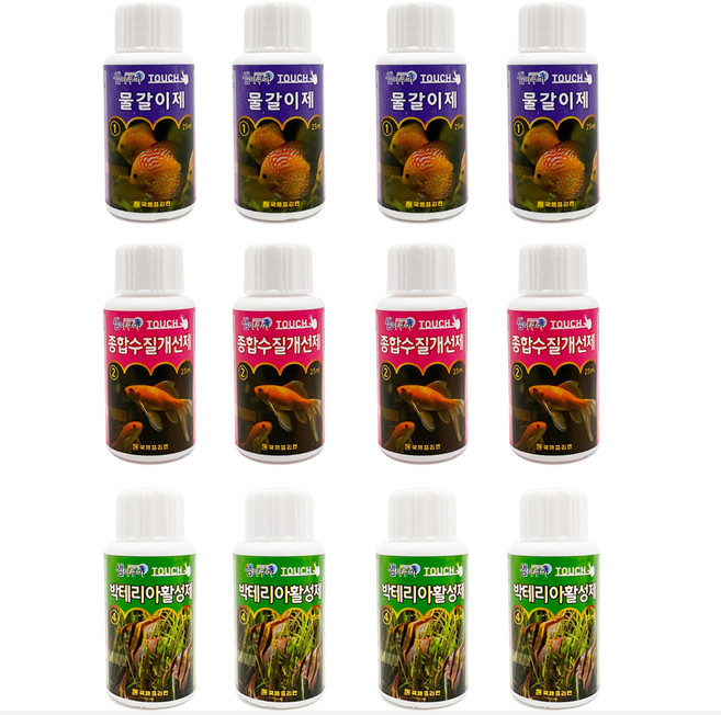 샘아쿠아 터치 물갈이제 4p + 박테리아활성제 4p + 수질개선제 4p, 25ml, 1세트