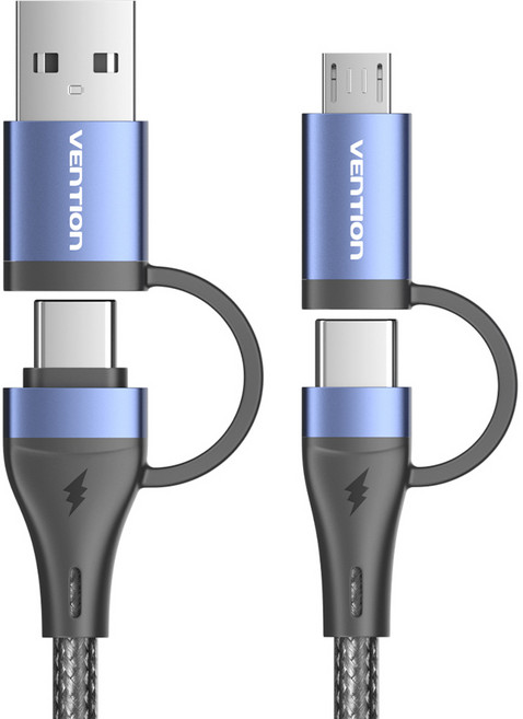 벤션 4in1 100W PD C타입 / USB A - C타입 / 5핀 고속 충전케이블 CTL, 1m, 블루, 1개