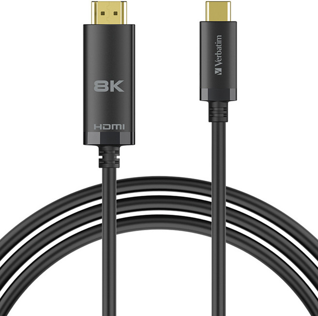 Verbatim 威寶 8K Type-C轉HDMI 2.1 MHL 鏡像傳輸線, 200cm, 黑色, 1個