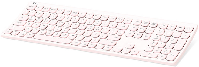 엑토 커브드 저소음 사무용 슬림 유무선겸용 일반형 키보드, 베이비핑크, B605