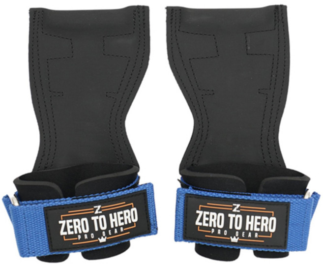 제로투히어로 리프팅 프로 그립 일체형 헬스 스트랩, 1세트, SKYBLUE