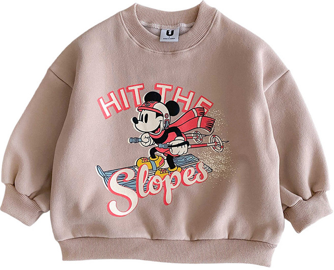 아도르베베 아동용 스키 미키 기모 맨투맨