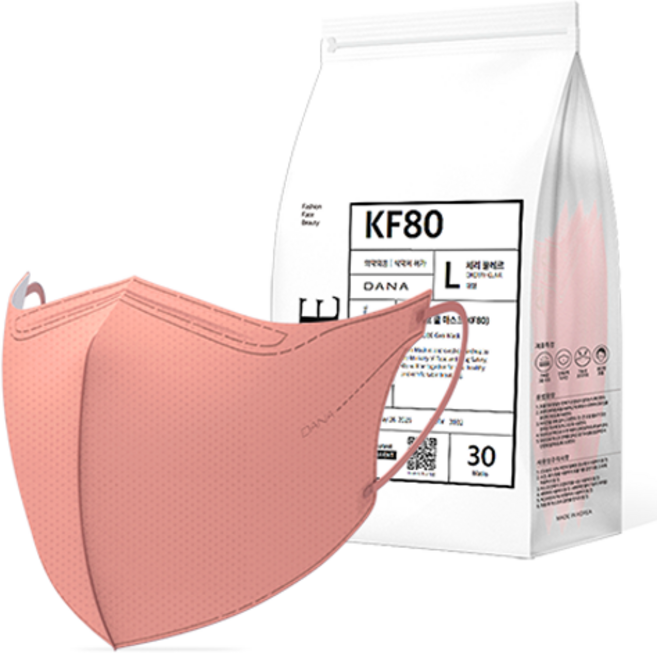 다나마스크 오브 쿨 뷰티라인 마스크 대형 KF80, 30개입, 1개, 체리 끌레르
