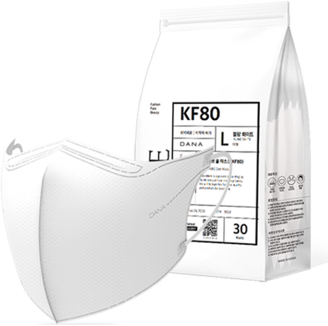 다나마스크 오브 쿨 뷰티라인 마스크 대형 KF80, 30개입, 1개, 블랑 화이트