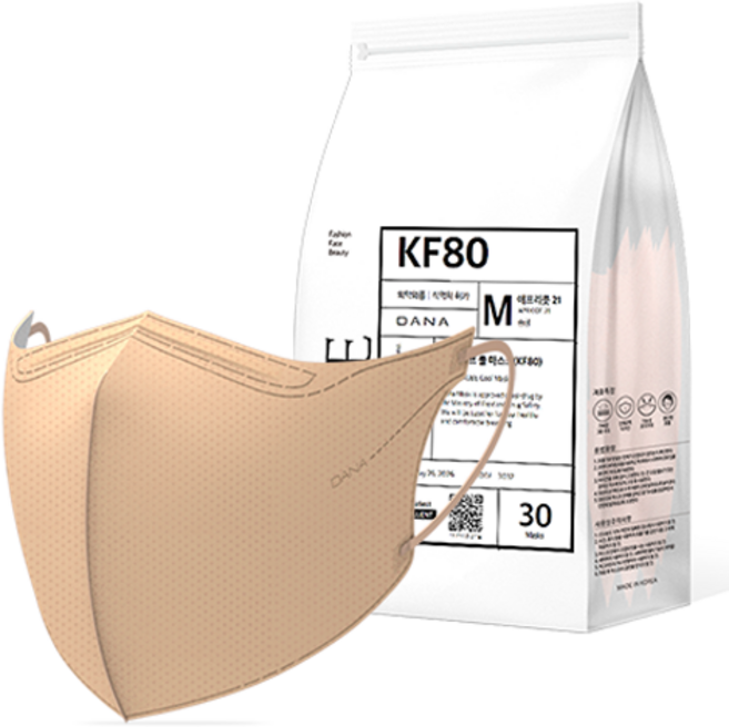 다나마스크 오브 쿨 뷰티라인 중형 KF80, 30개입, 1개, 애프리콧21